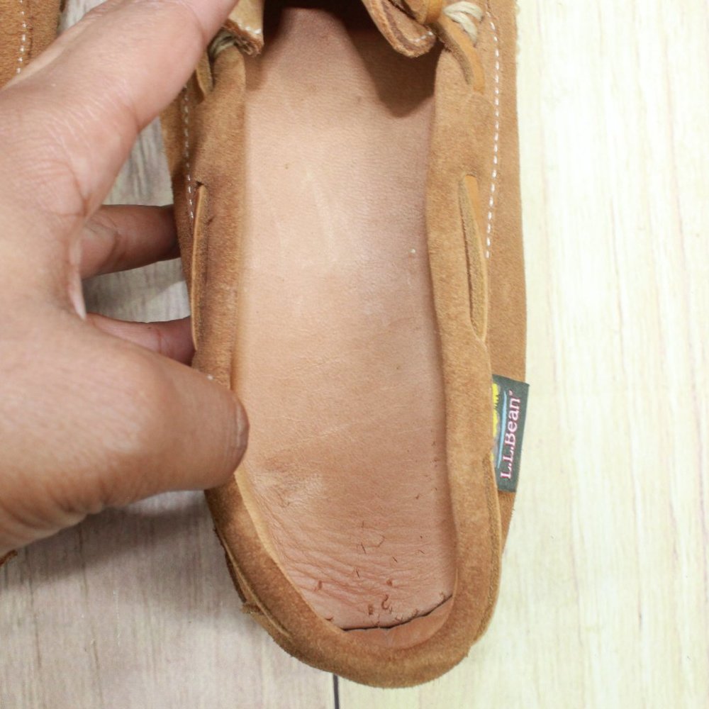 LL Bean Brown Suede Camp Moccasin Wicked Good Slippers Size 10 M - Picture 9 of 10